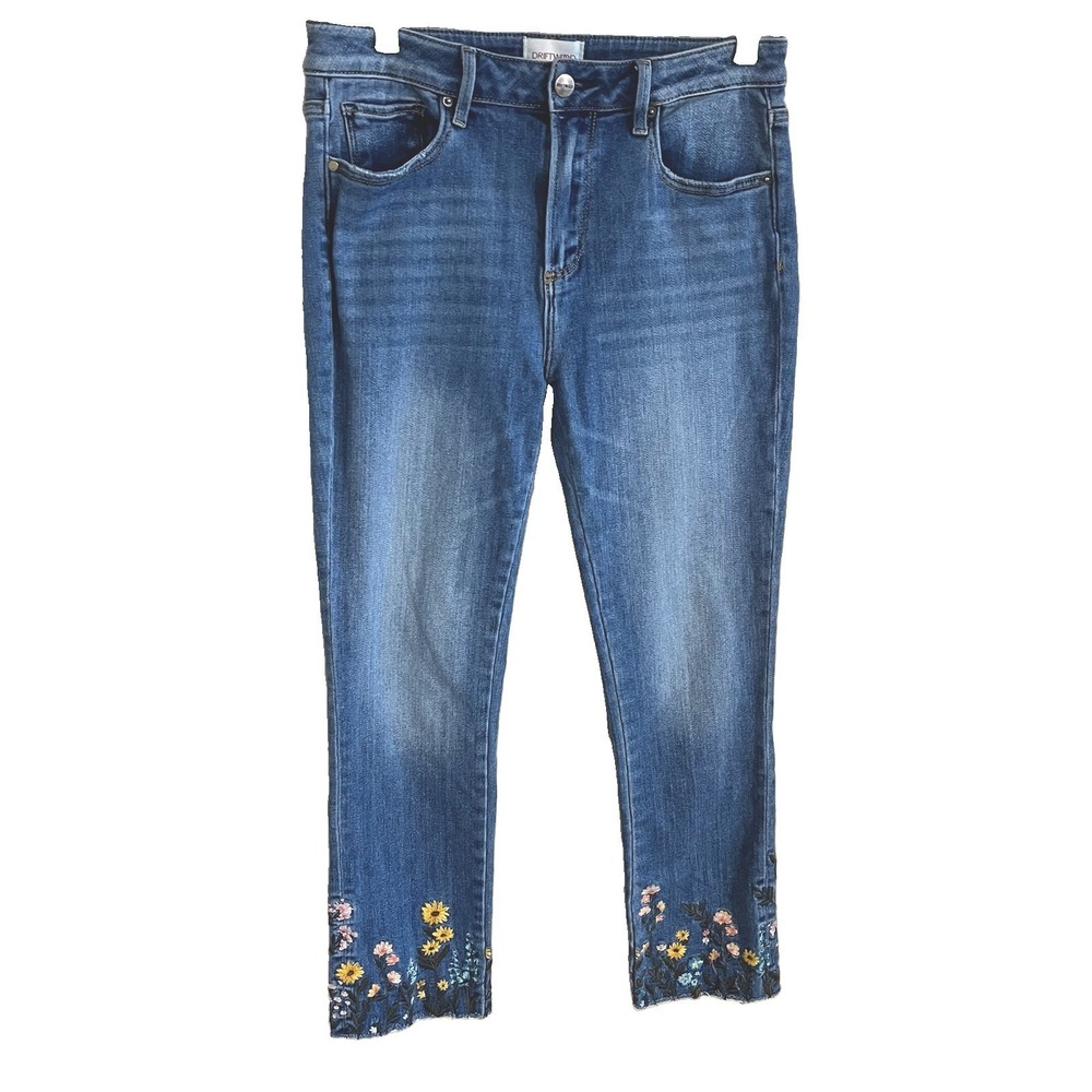 Driftwood Colette Ankle Cropped Jeans Sz 27 Floral Embroidered Summer Festival